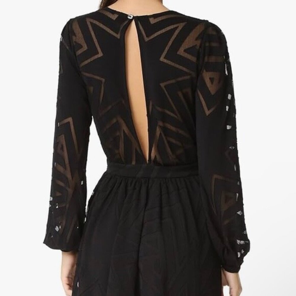 Mara Hoffman black sheer burnout star print dress